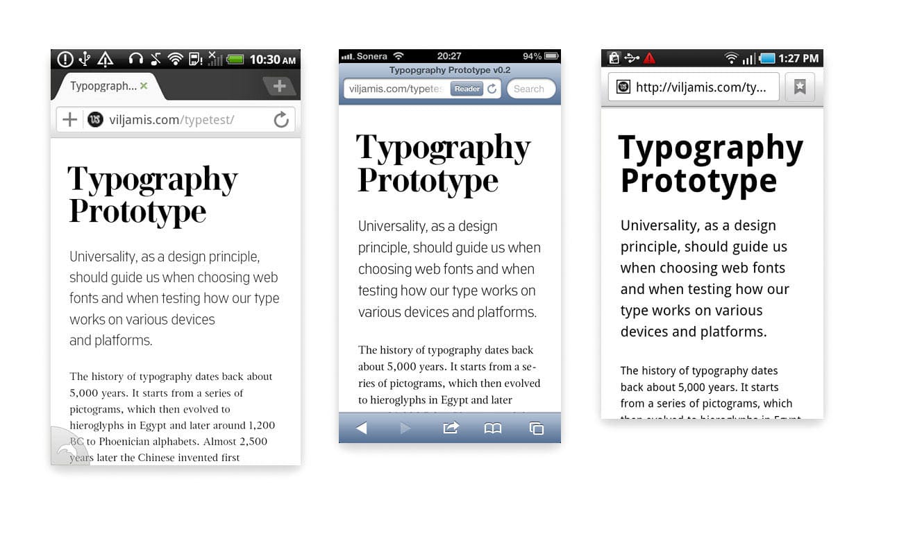 Typography prototype, example 2