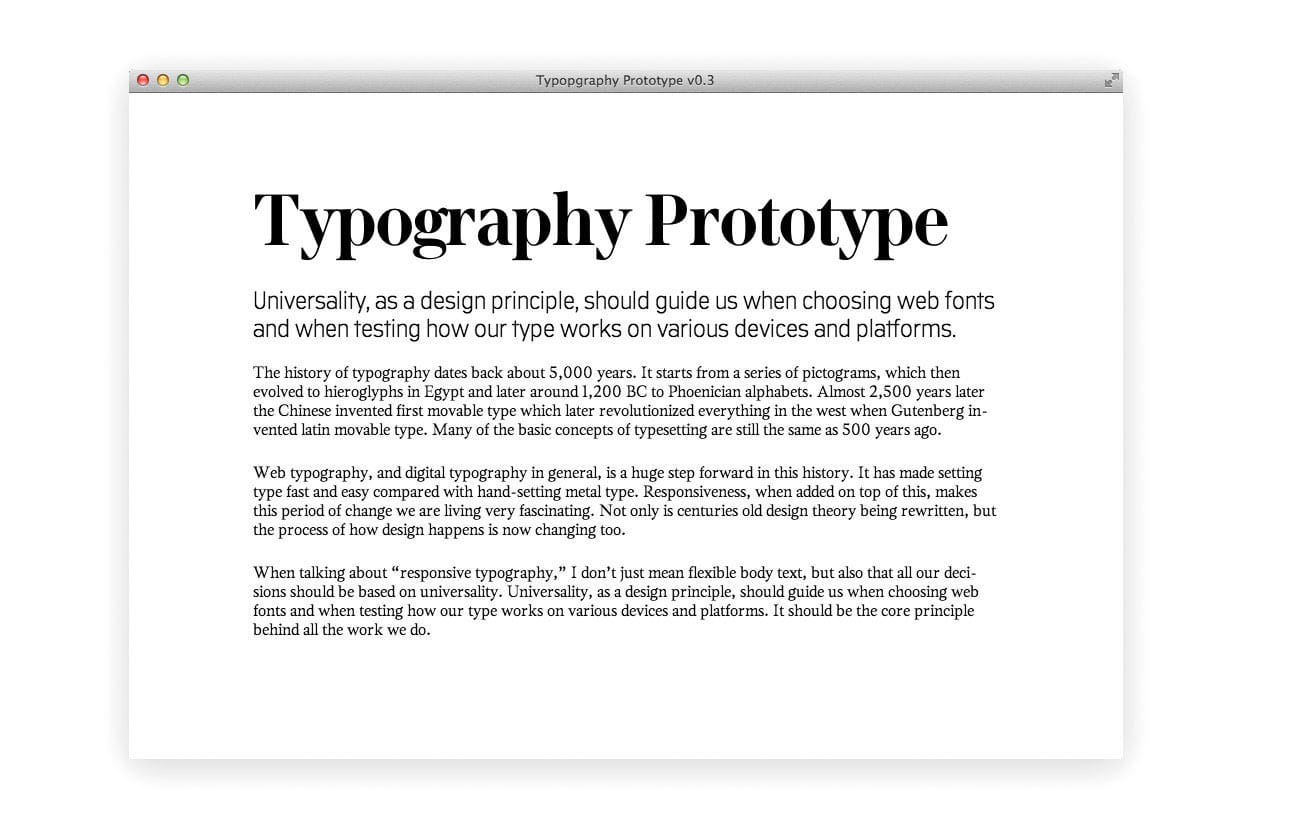 Typography prototype, example 3