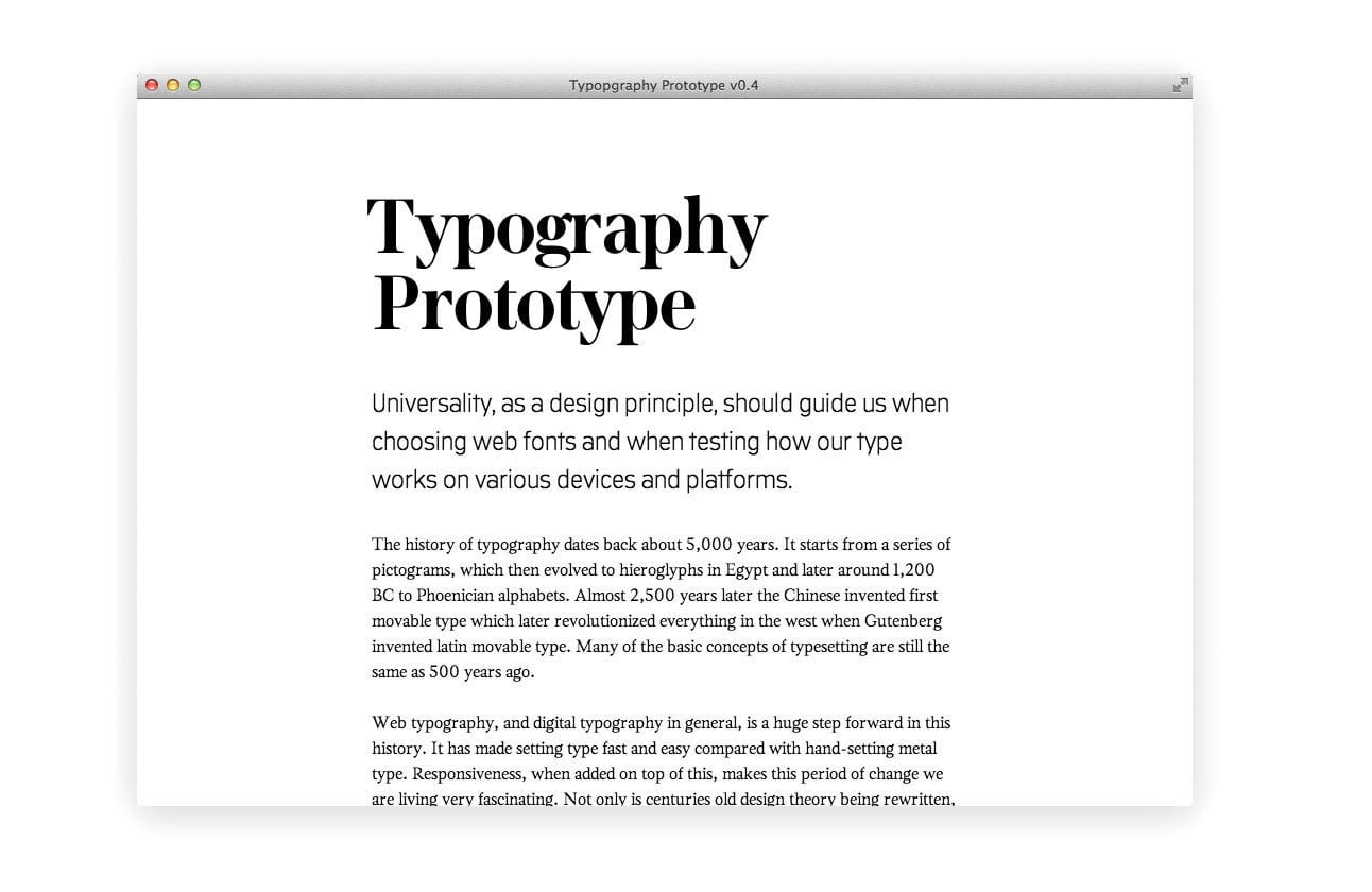 Typography prototype, example 4